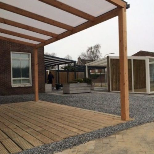 Houten veranda showroom